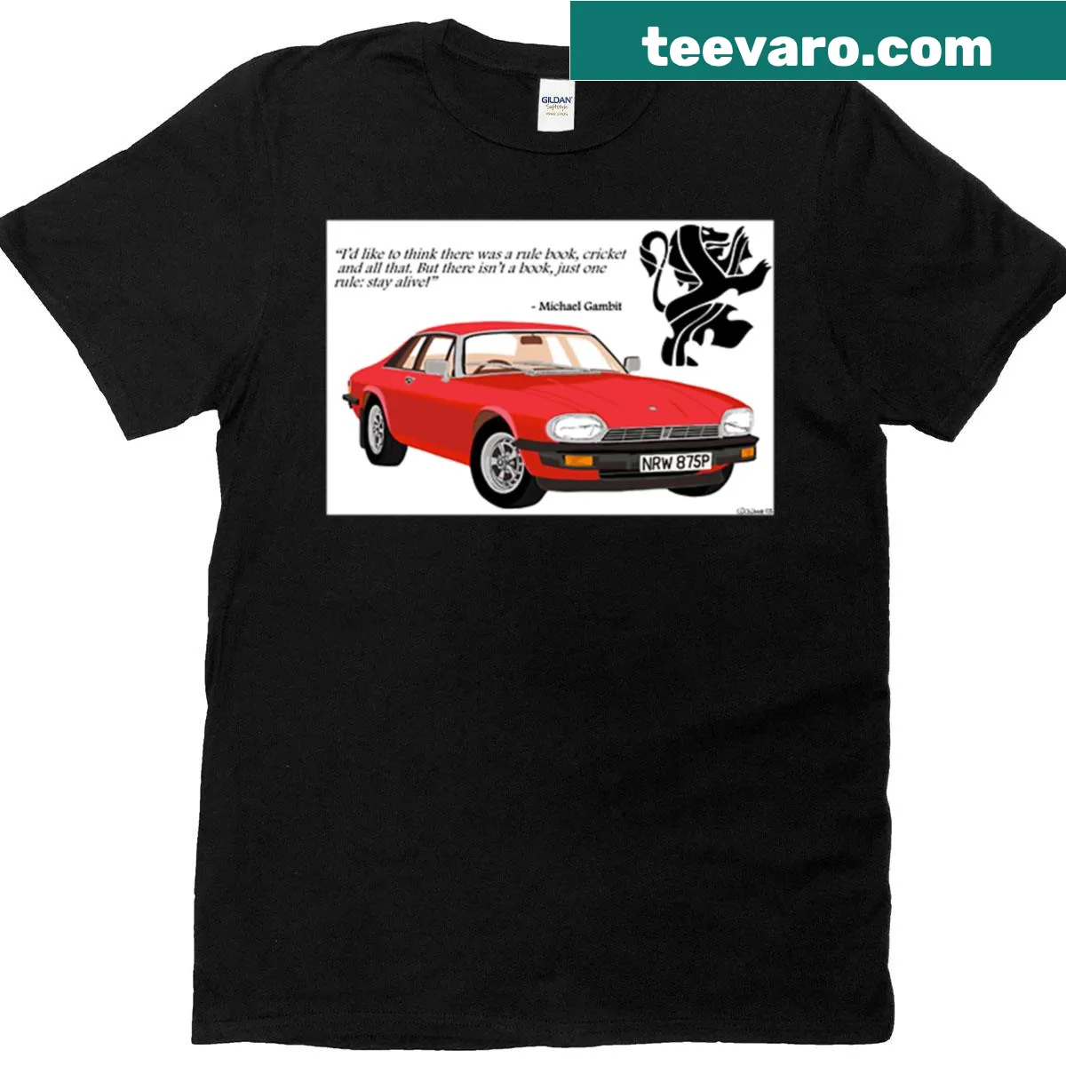 Illustrated Avengers Gambits XJ-S graphic t-shirt — on a men's t-shirt