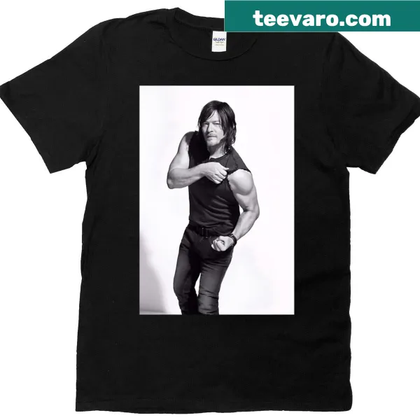 Vintage-style t-shirt featuring a black-and-white graphic of Norman Reedus