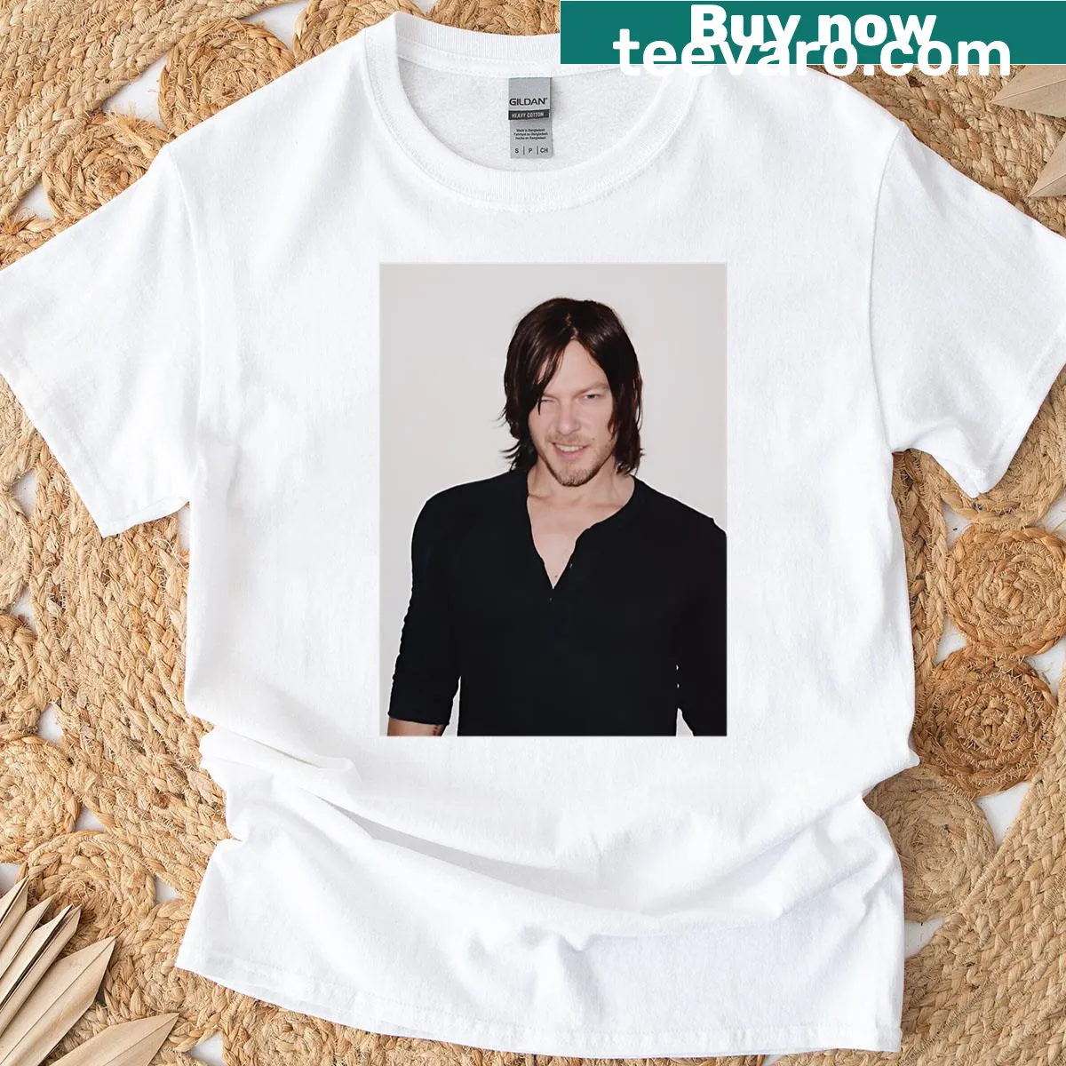 T-shirt featuring Norman Reedus design. — on a men's t-shirt