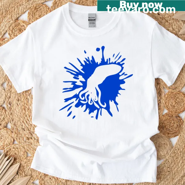 Abstract octopus design with ink stains on a t-shirt
