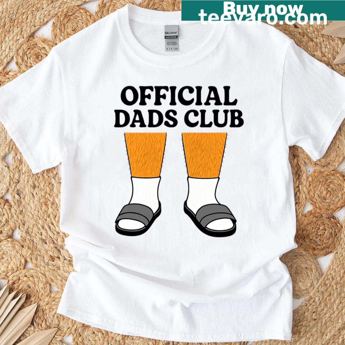 T-shirt with 'Official Dads Club' text, celebrating fatherhood in a humorous style. — on a men's t-shirt