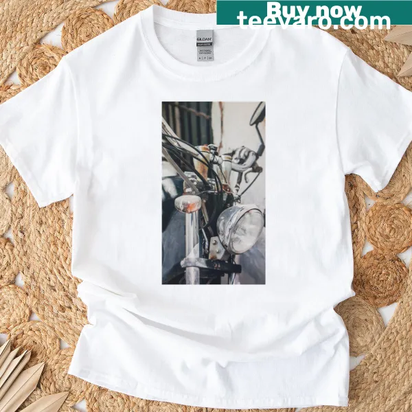 Vintage distressed motorcycle shirt with classic bike design