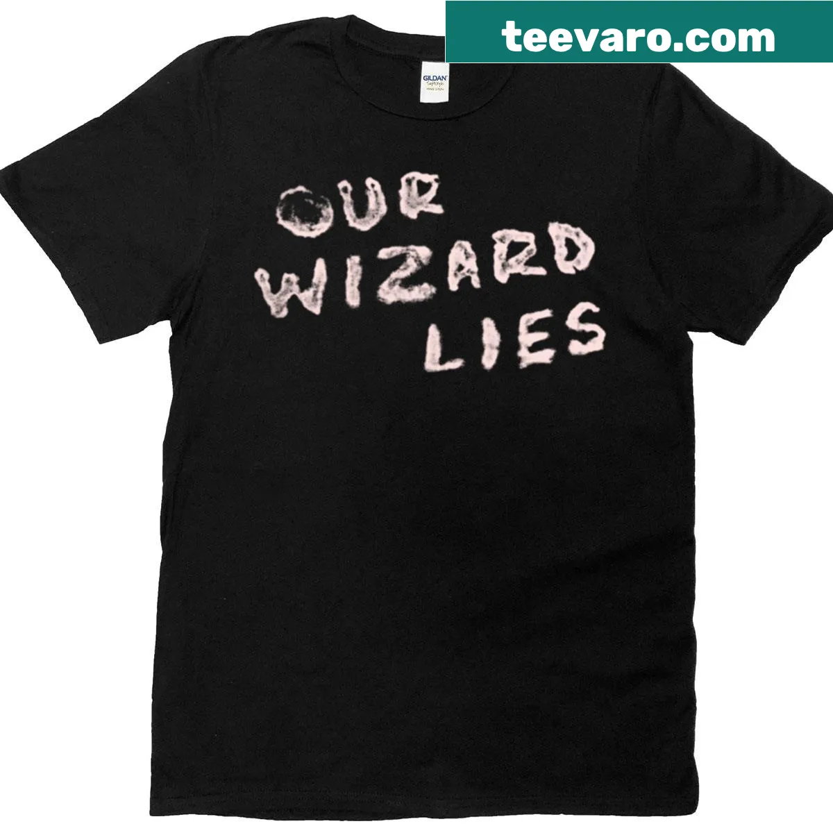 Cartoon wizard skywriting design on a t-shirt — on a men's t-shirt