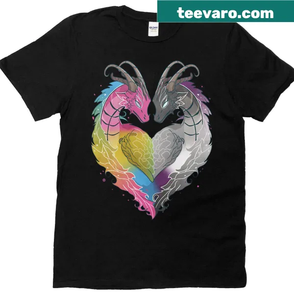 LGBT pride flag with dragon illustration T-shirt