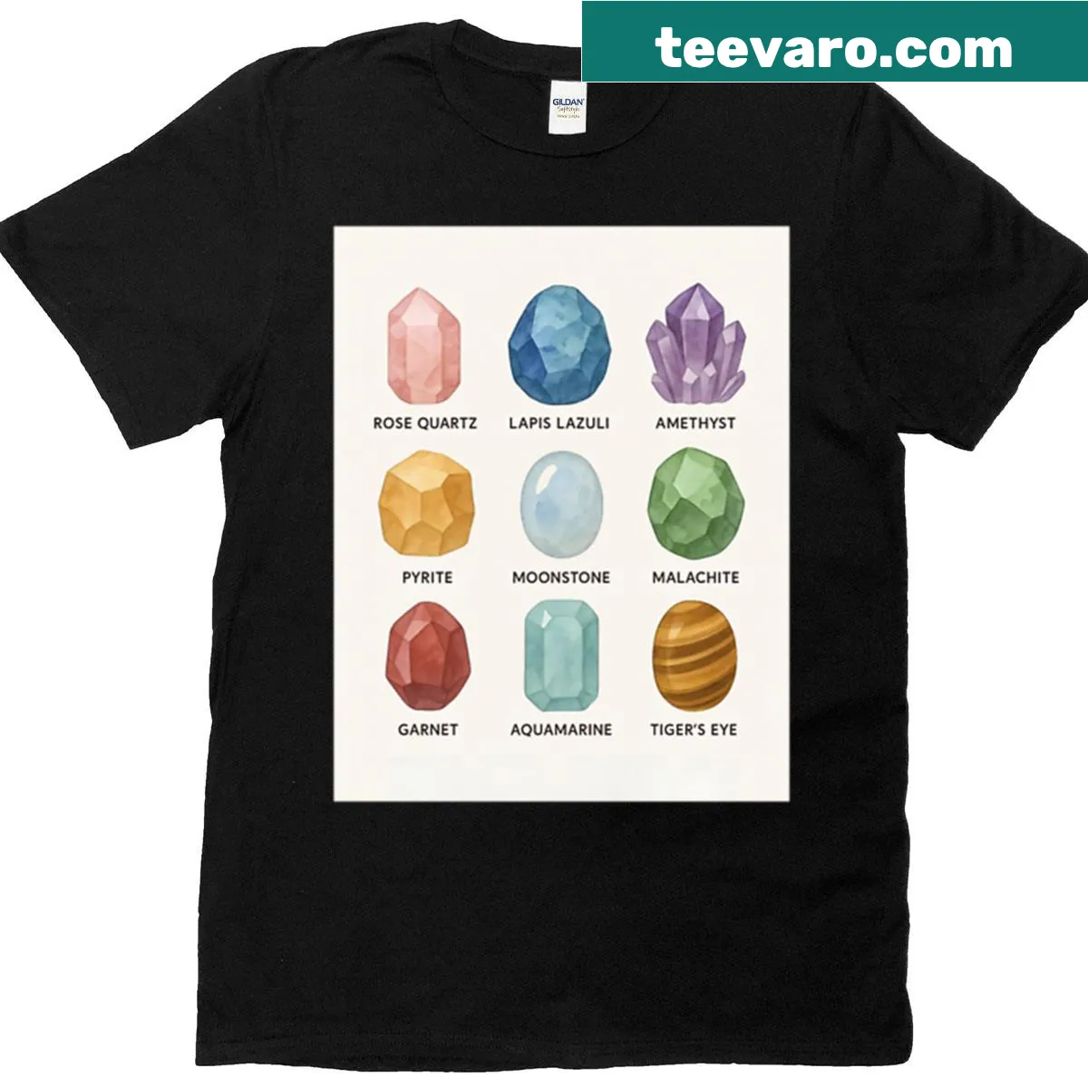 Watercolor gemstone grid design T-shirt — on a men's t-shirt