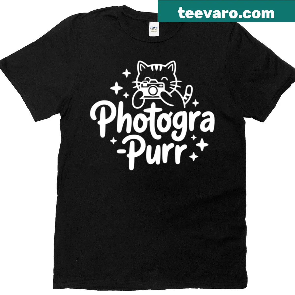 Funny cat photography pun T-shirt — on a men's t-shirt