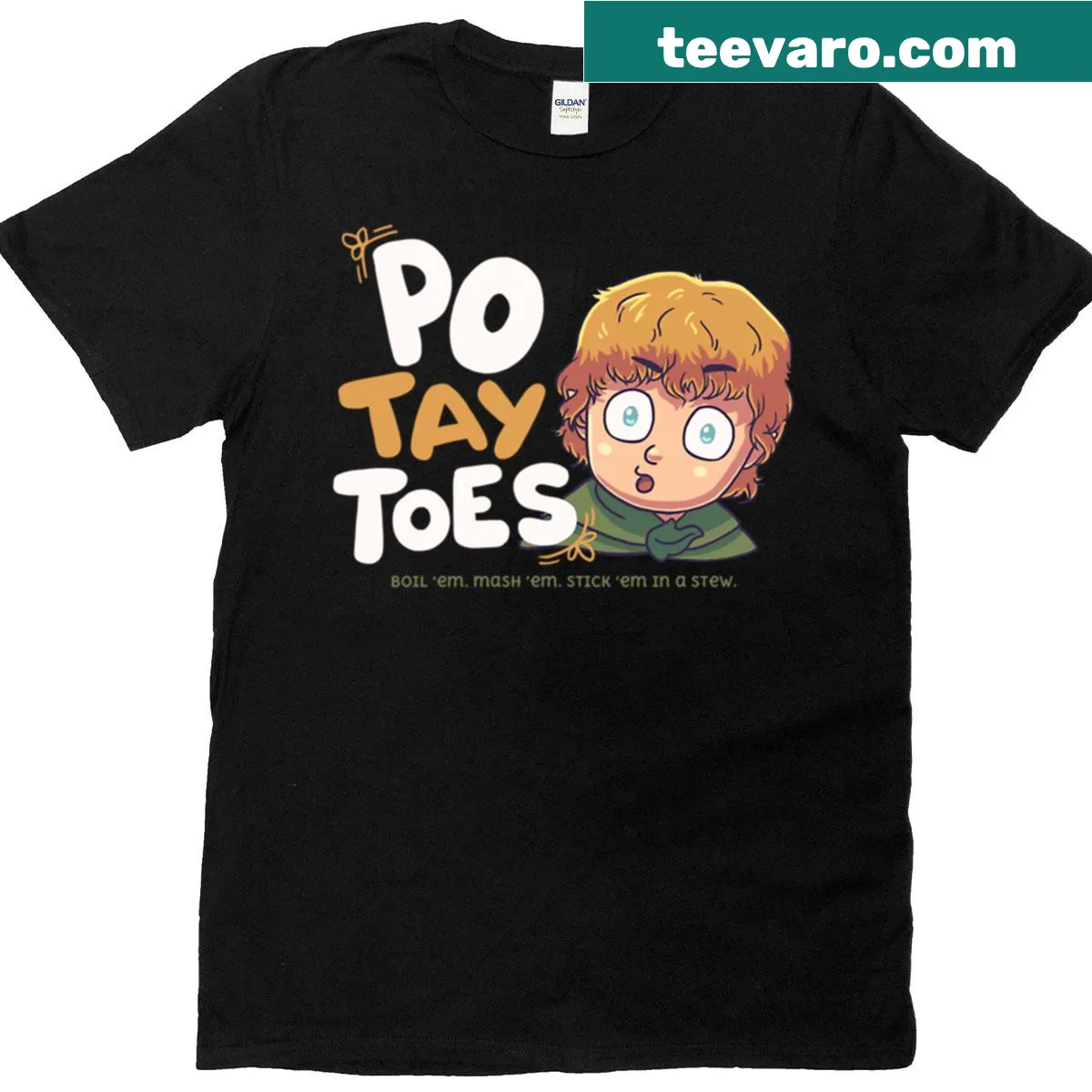 Funny potato pun T-shirt — on a men's t-shirt