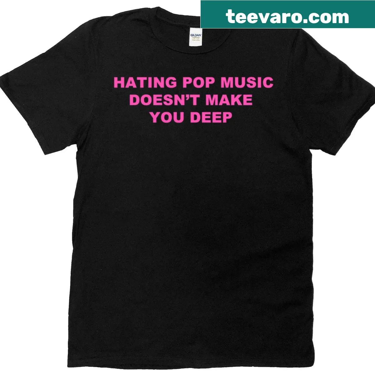 T-shirt with the phrase 'Pop Music 4 Life' in bold typography — on a men's t-shirt