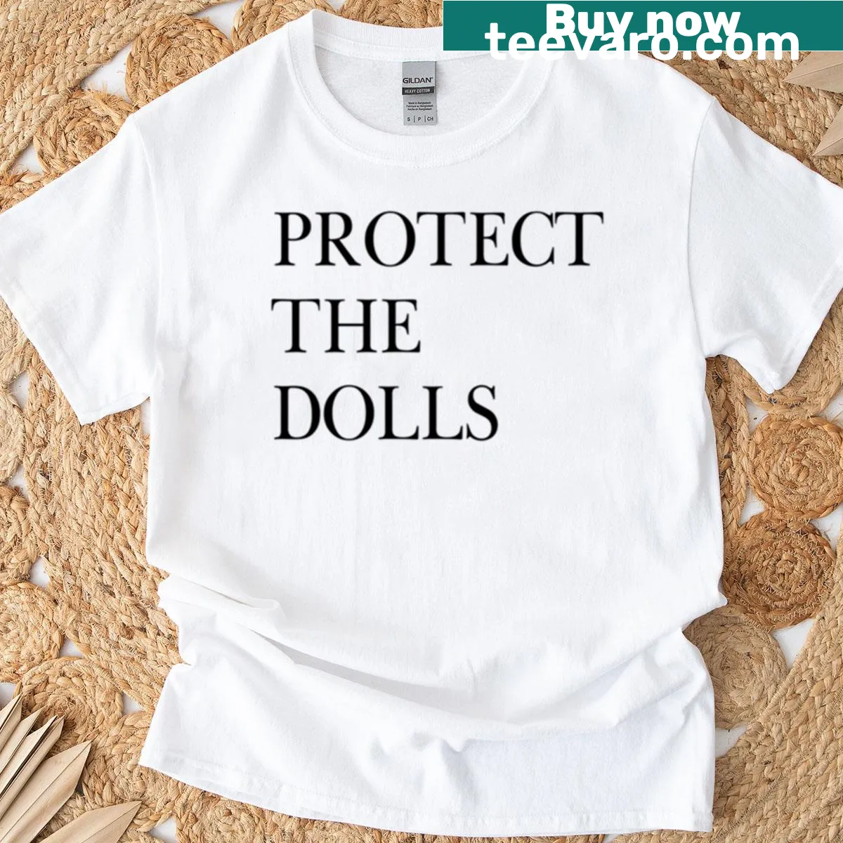 Oversized t-shirt supporting transgender rights with the text 'Protect The Dolls'. — on a men's t-shirt