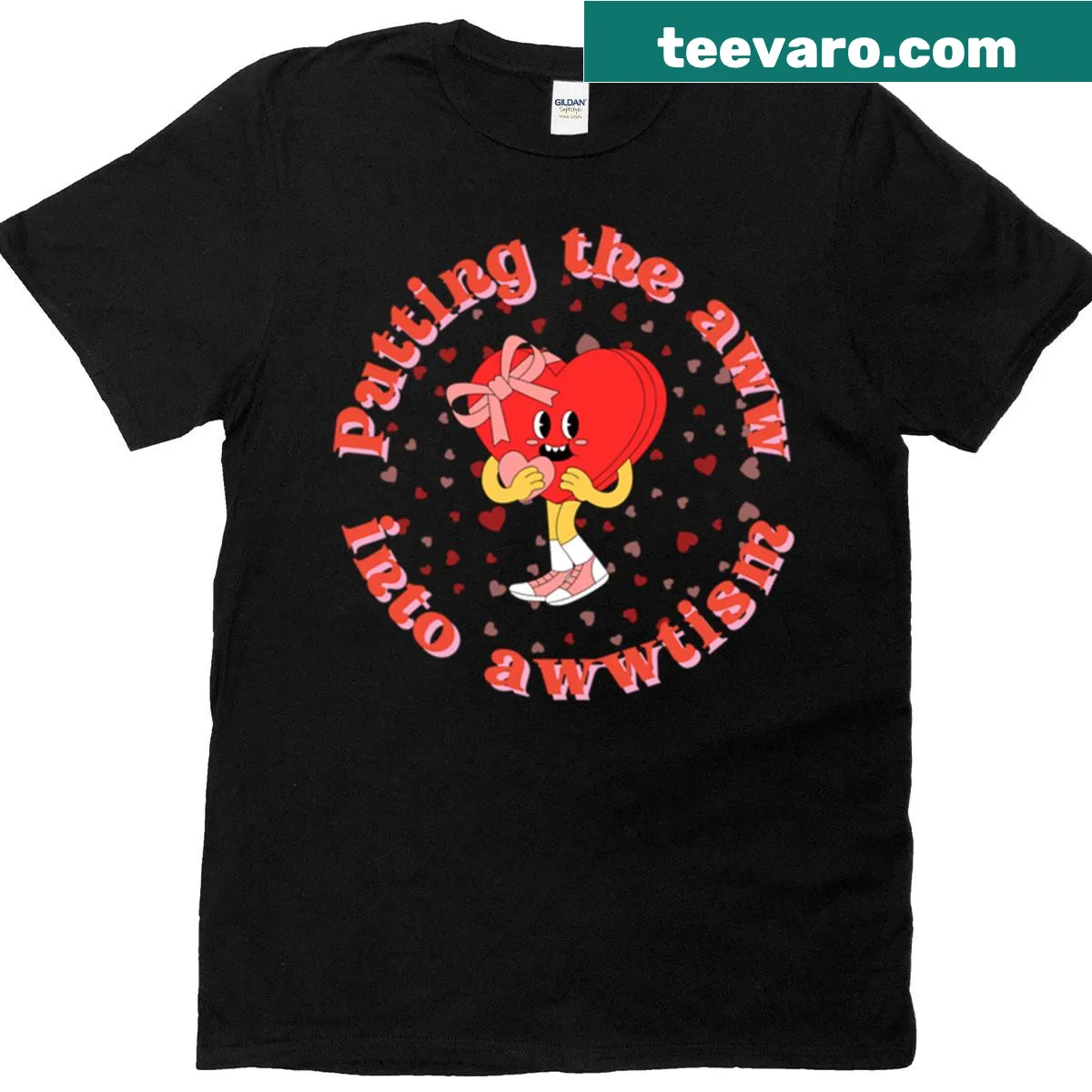Oversized T-shirt with the phrase 'Putting The Aww Into Awwtism'. — on a men's t-shirt