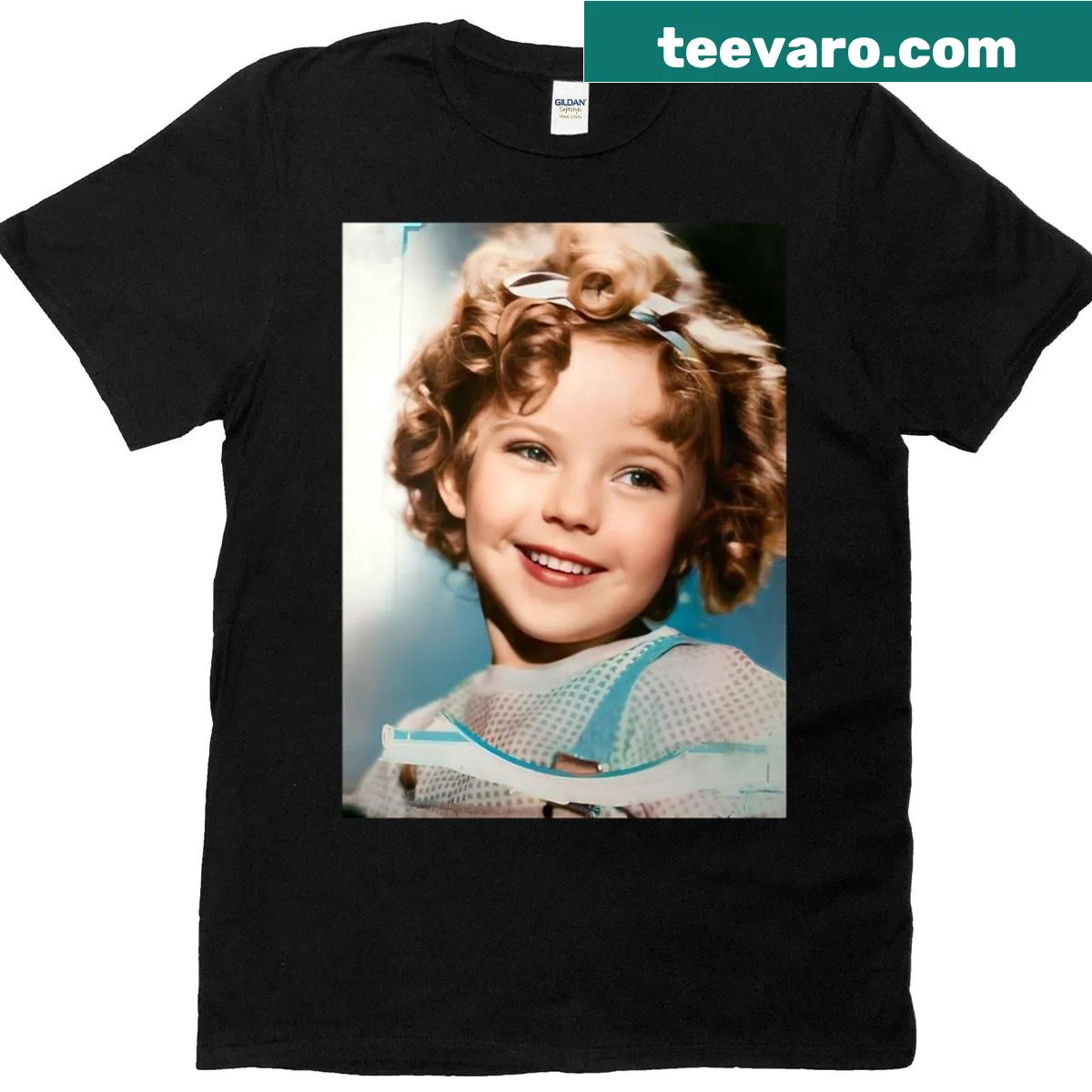 Oversized t-shirt featuring a graphic inspired by Shirley Temple's smile — on a men's t-shirt