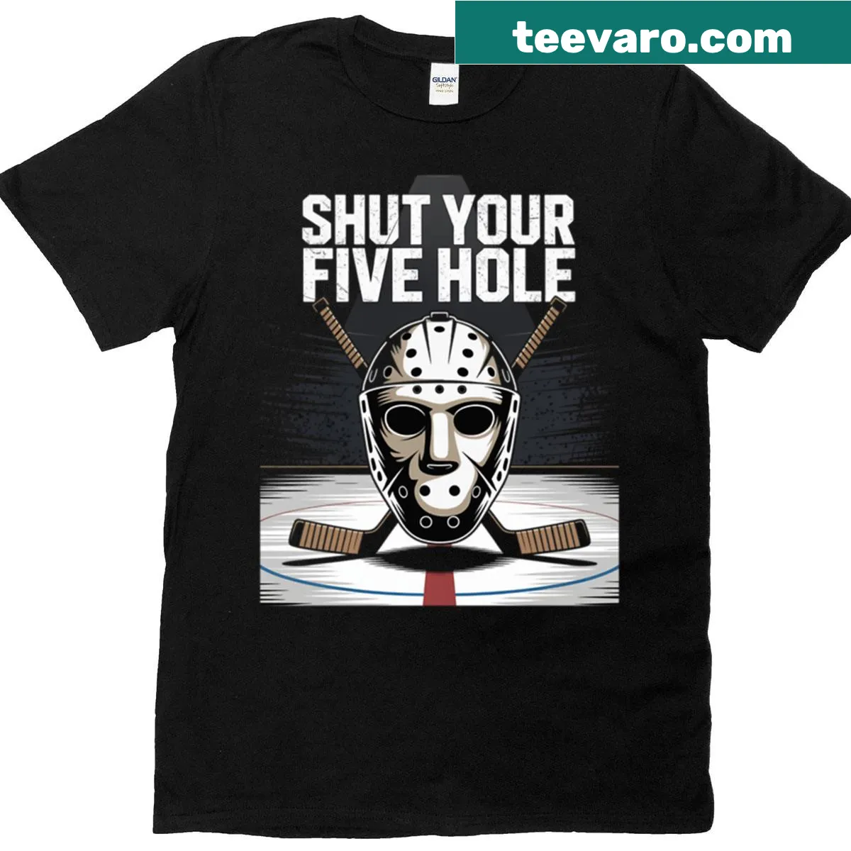 Funny hockey saying t-shirt with bold text — on a men's t-shirt