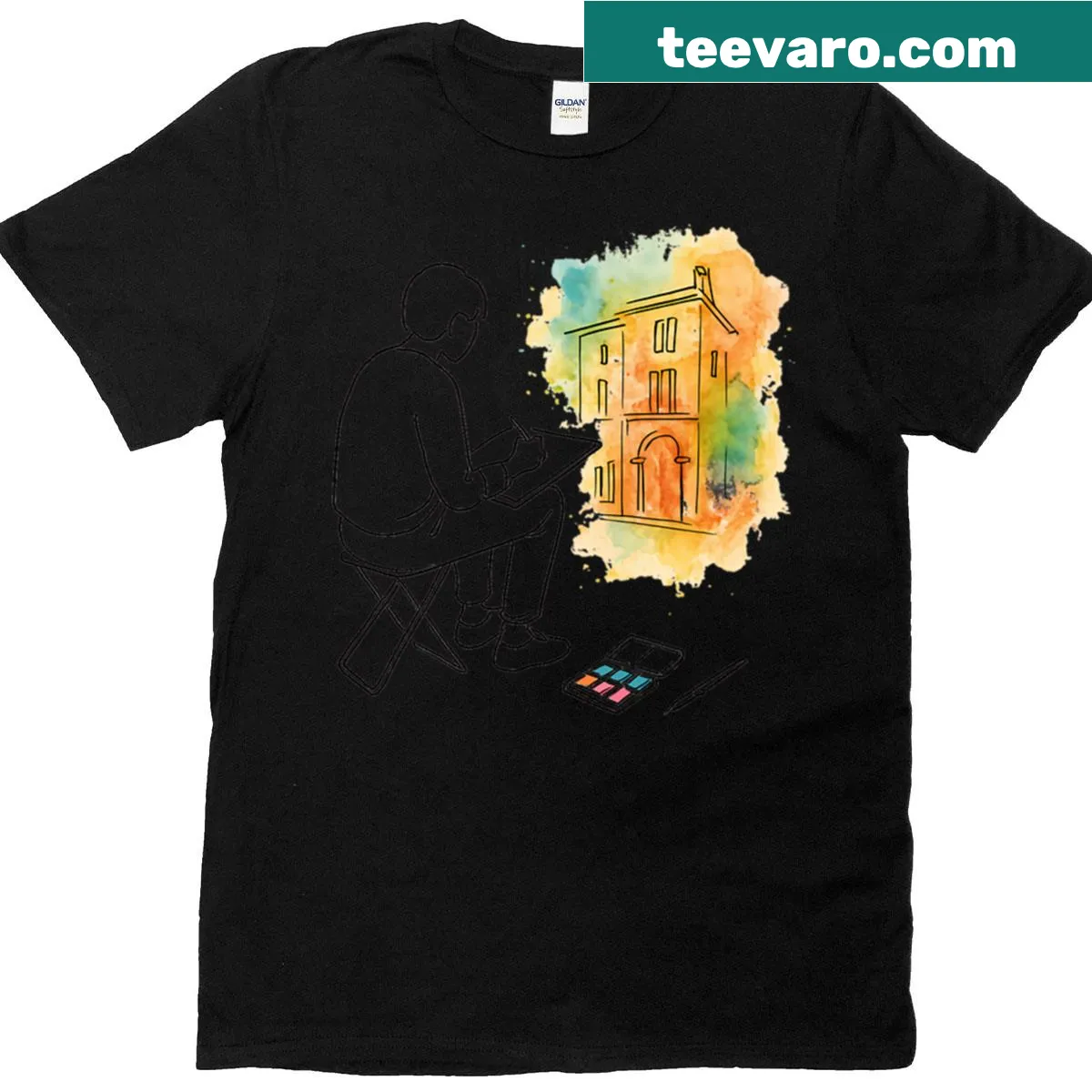 Artistic t-shirt with the phrase 'Sketching Life One Line At A Time' — on a men's t-shirt