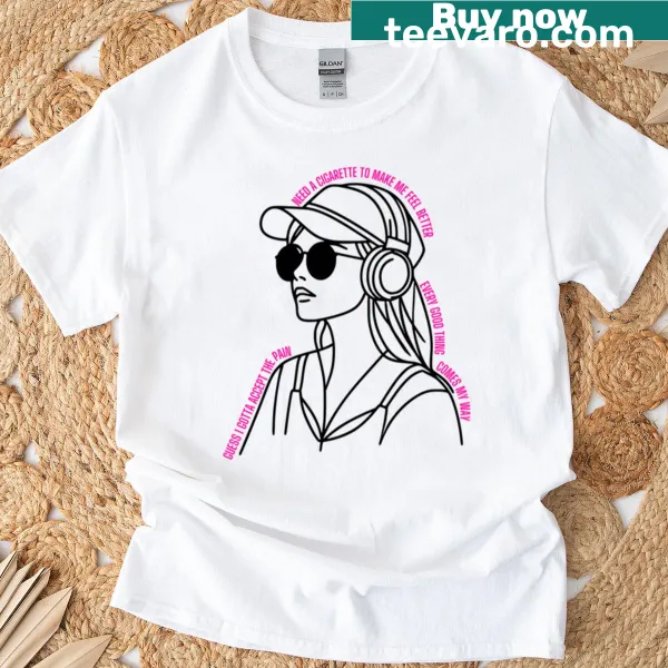 Funny T-shirt with headphones graphic and humorous text