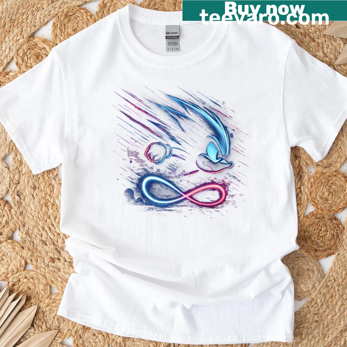Illustration of Neo from Sonic, showcasing speed and excitement — on a men's t-shirt