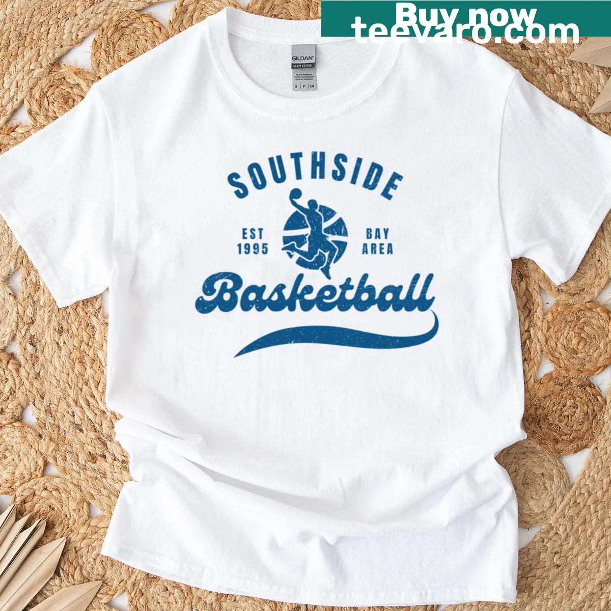 Retro basketball design t-shirt with vintage graphics — on a men's t-shirt