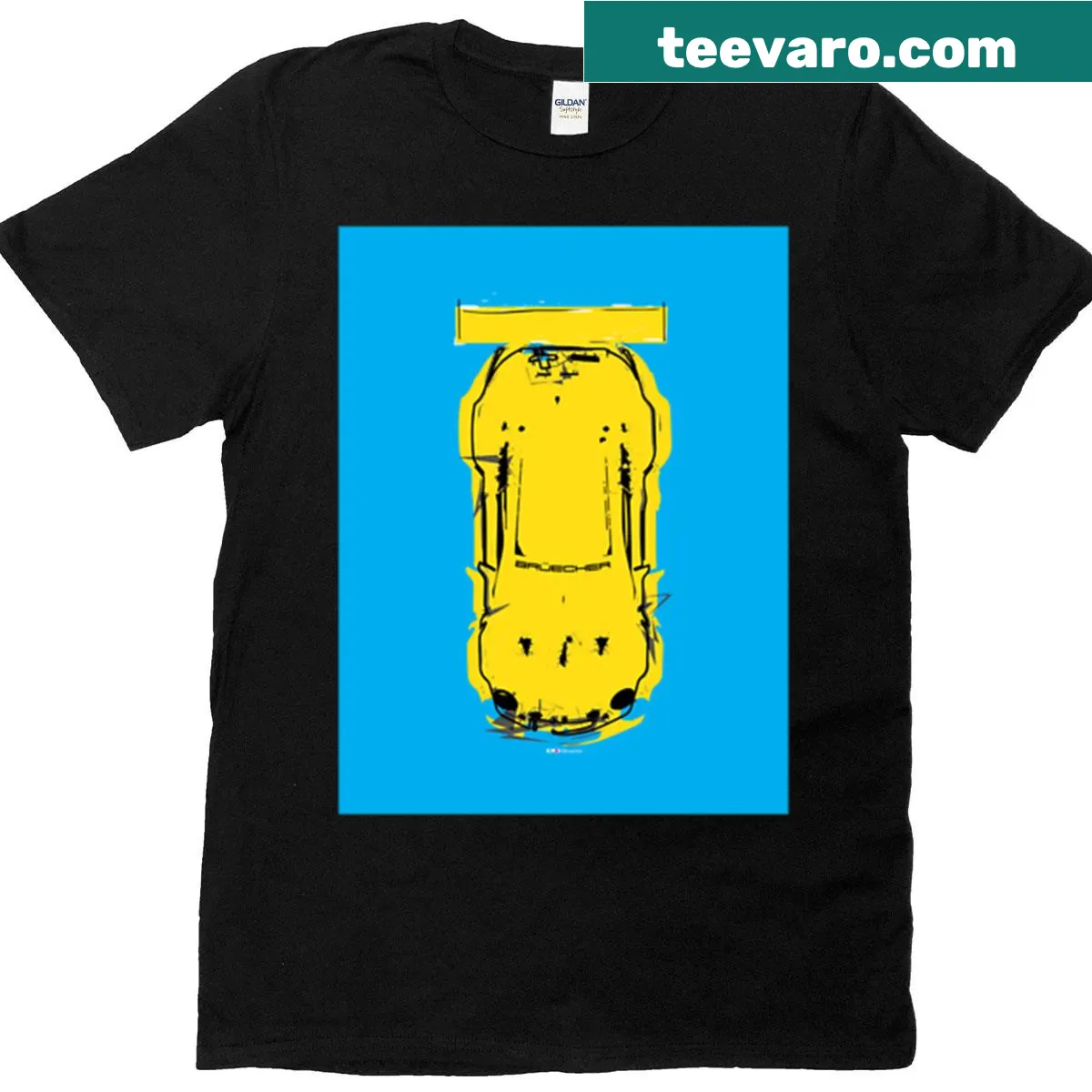Illustrated T-shirt featuring the iconic 911 GT3 race car design — on a men's t-shirt
