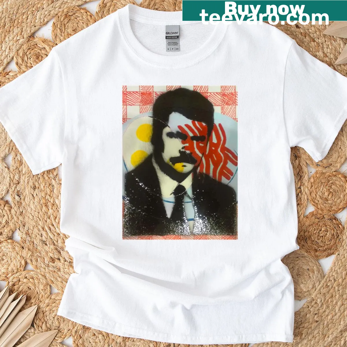 Minimalist design oversized t-shirt with Swansons Own graphic — on a men's t-shirt