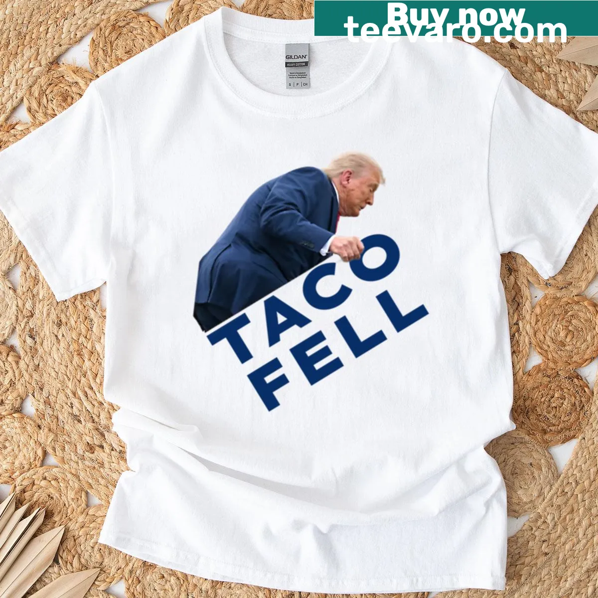 T-shirt with 'Taco Fell' text for political protest humor — on a men's t-shirt