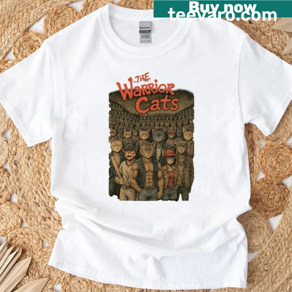 Illustrated Warrior Cats t-shirt featuring a powerful cat graphic