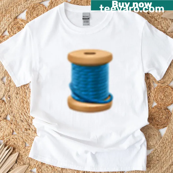 Minimalist T-shirt featuring a thread emoji design