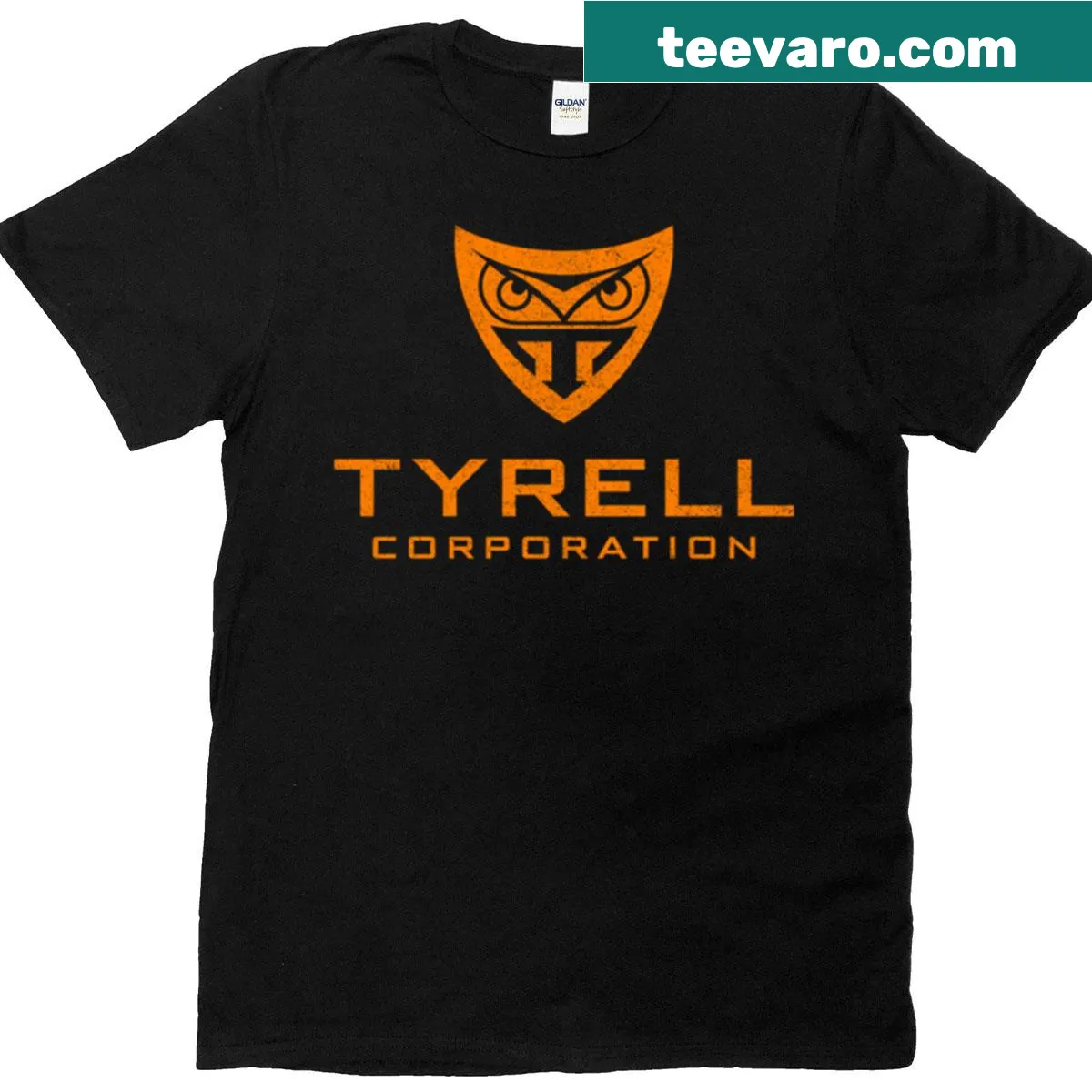 Tyrell Corp T-shirt featuring recognizable logo — on a men's t-shirt