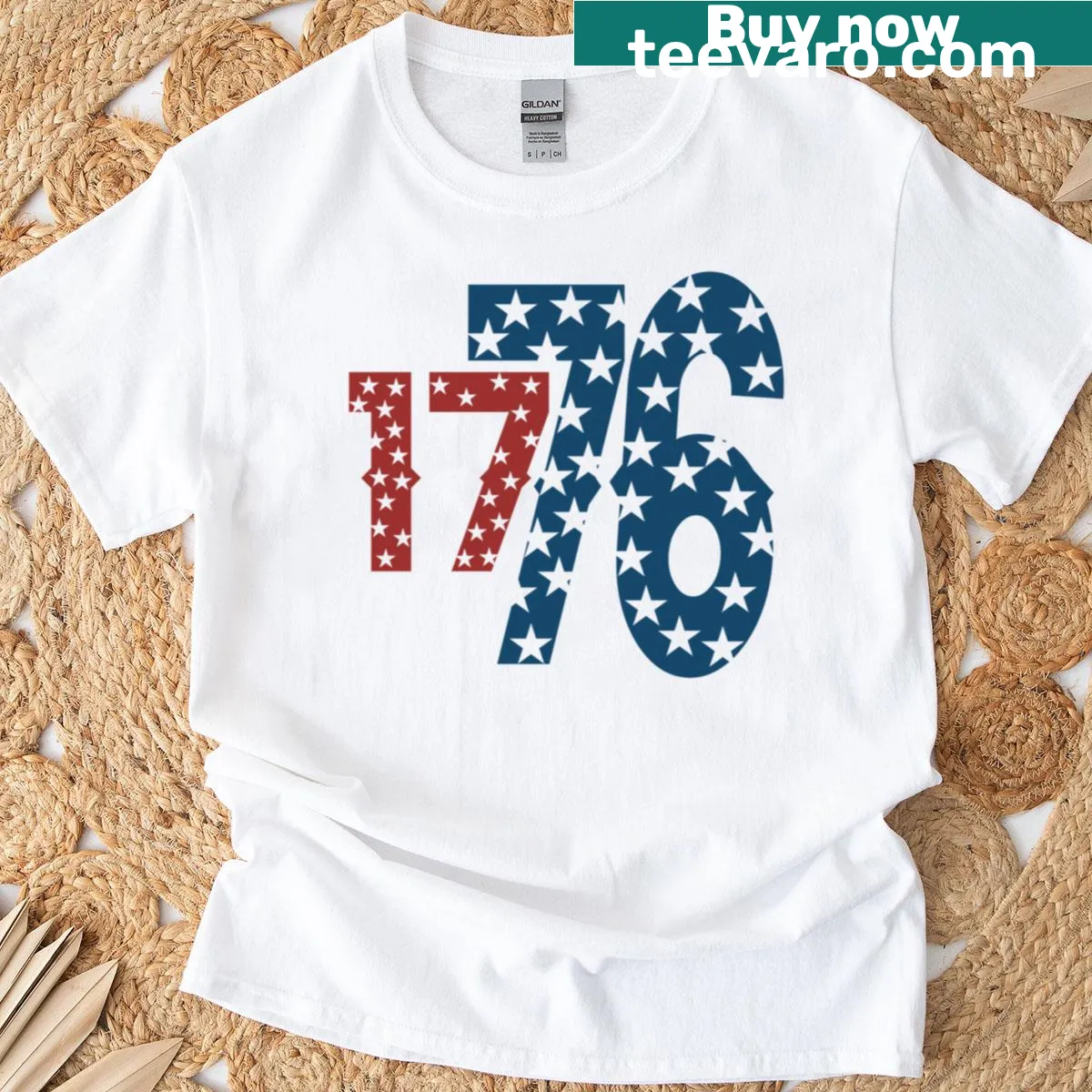 Patriotic stars design celebrating 1776 on a T-shirt. — on a men's t-shirt