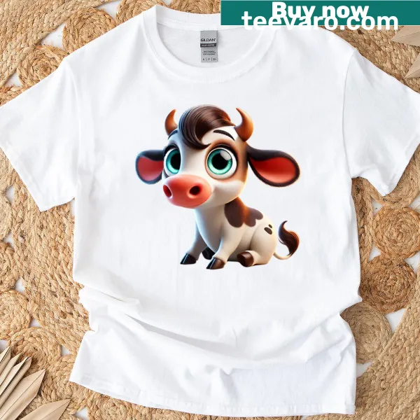 Illustrated Fleckvieh cow on a T-shirt