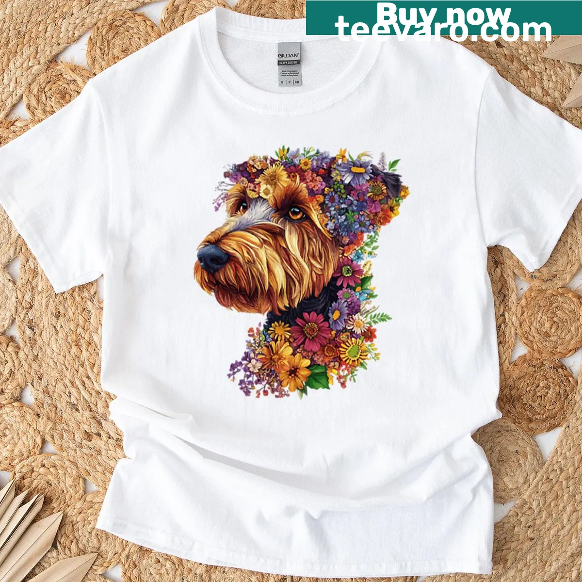 T-shirt with an illustration of an Airedale Terrier for dog lovers — on a men's t-shirt