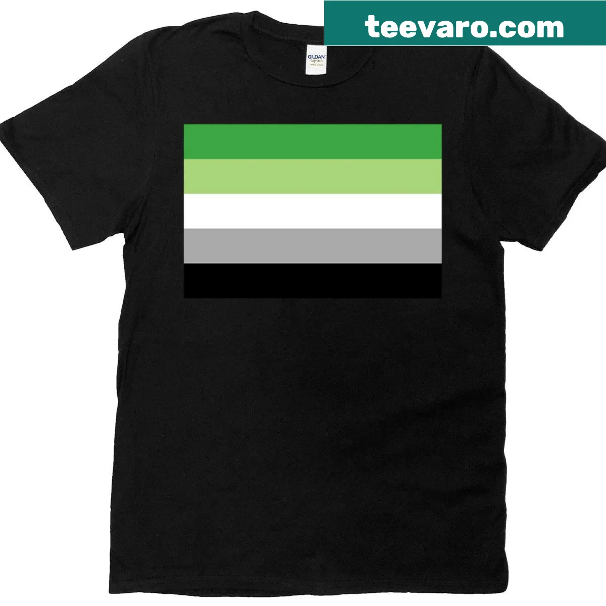 Aromantic Pride Flag design T-shirt celebrating identity and acceptance — on a men's t-shirt