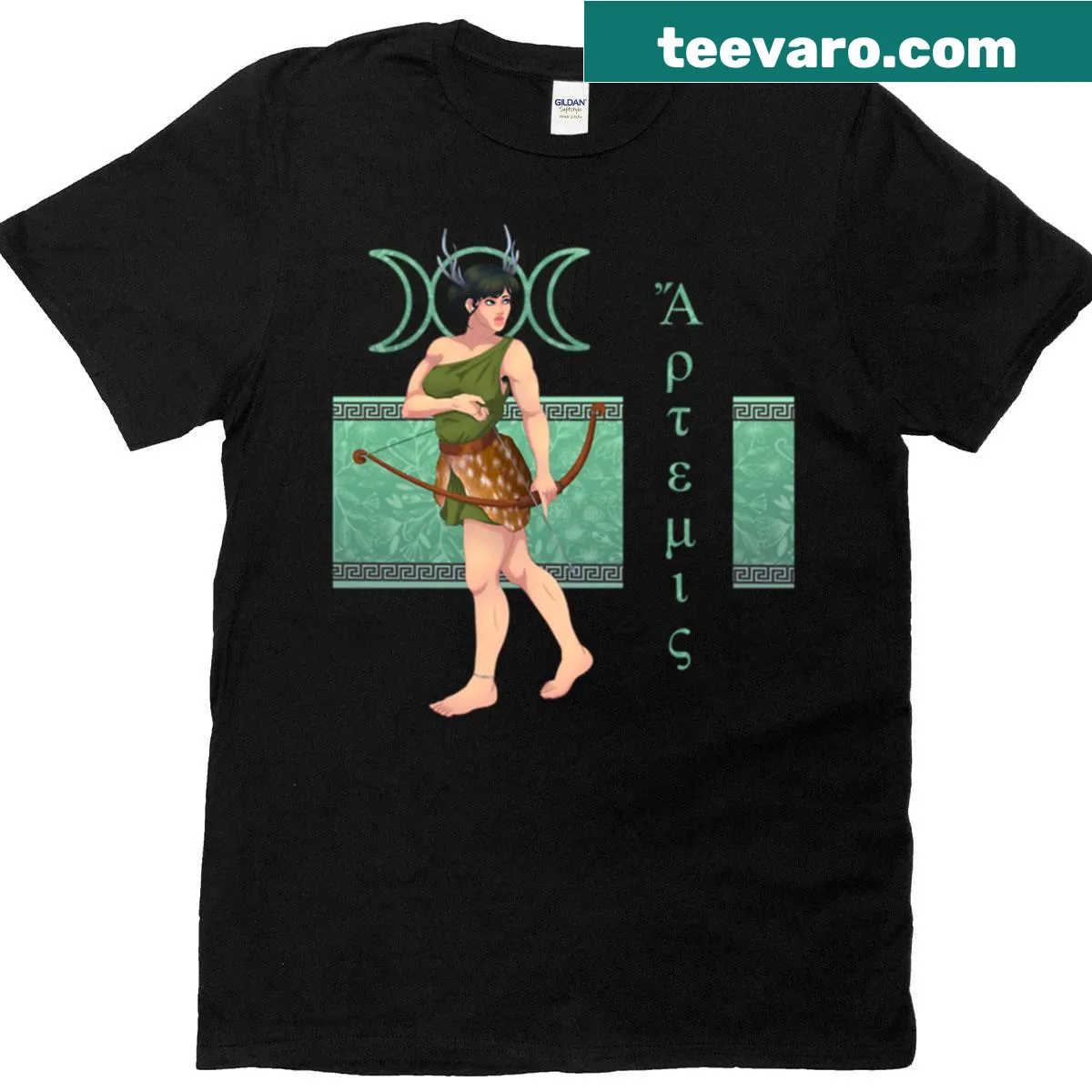 Illustration of Artemis Agrotera, Goddess of the Hunt on T-shirt — on a men's t-shirt