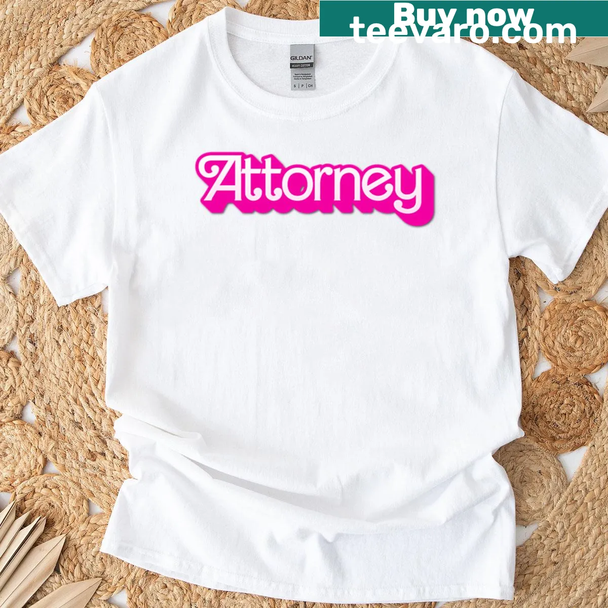 T-shirt with 'Attorney' in playful hot pink font for dads — on a men's t-shirt