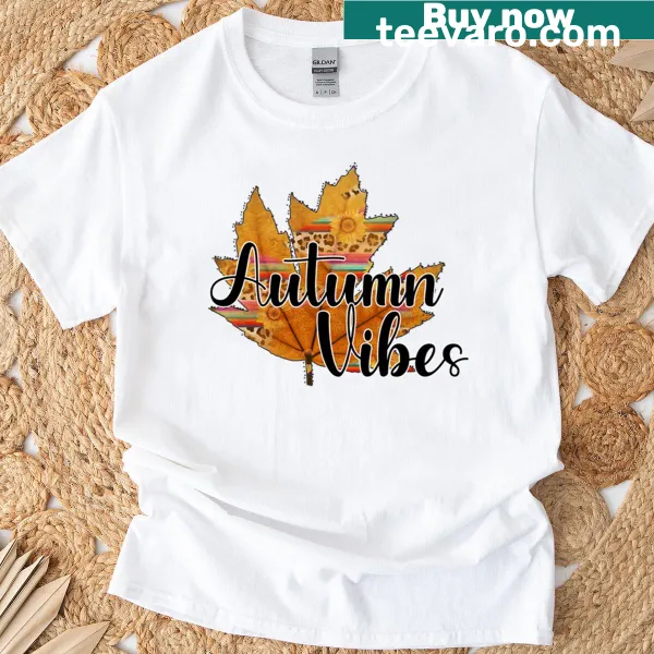 Playful t-shirt with autumn-themed graphics, celebrating fall and Halloween