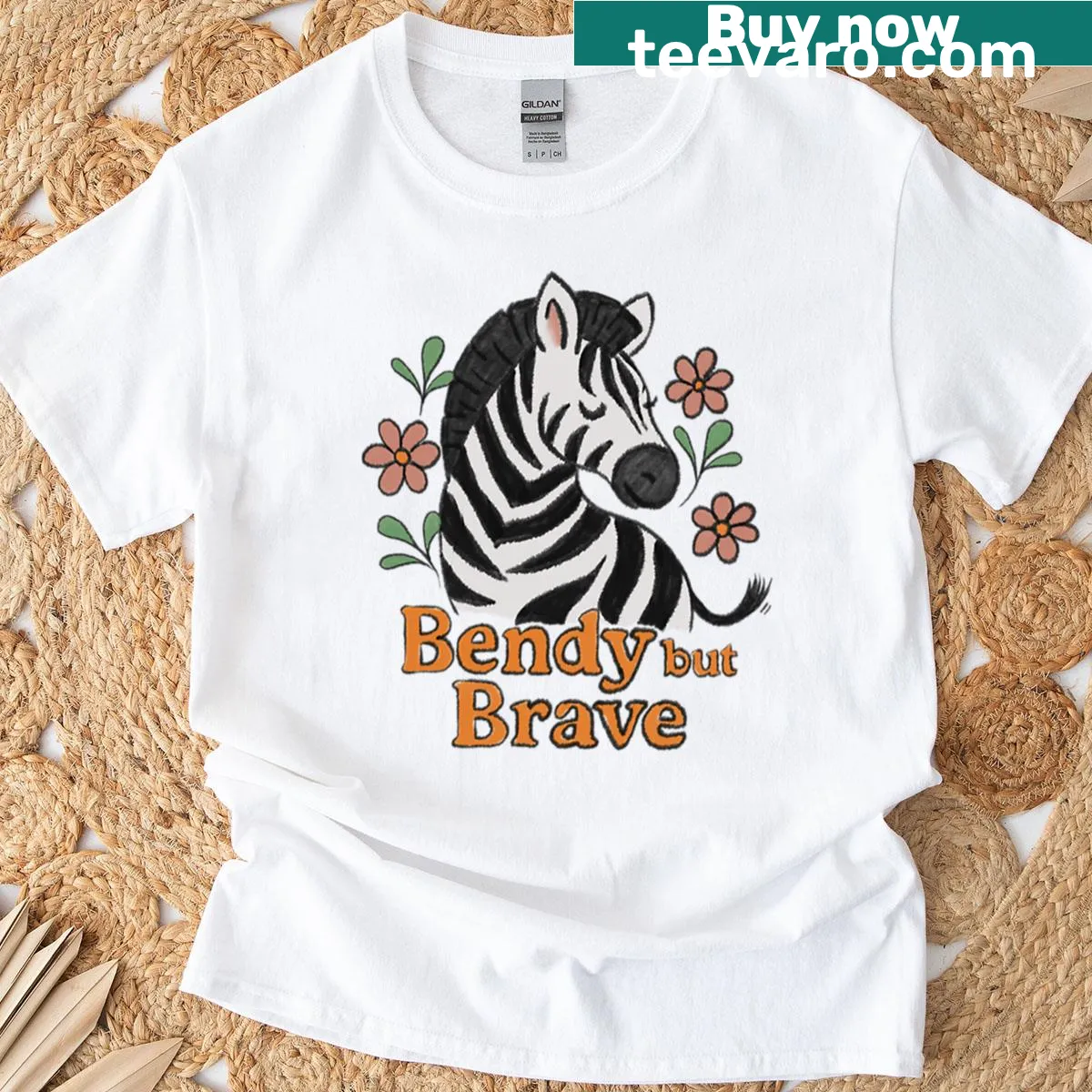 Typography design promoting bravery on a zebra-themed t-shirt — on a men's t-shirt