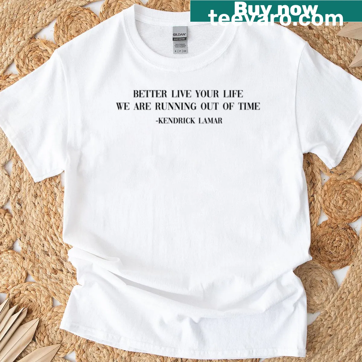 T-shirt with motivational lyrics from Kendrick Lamar, promoting a positive message — on a men's t-shirt