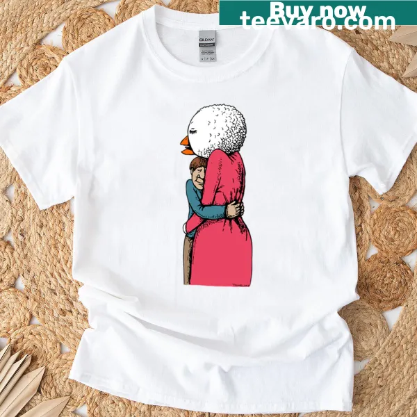 Whimsical bird illustrations on a t-shirt