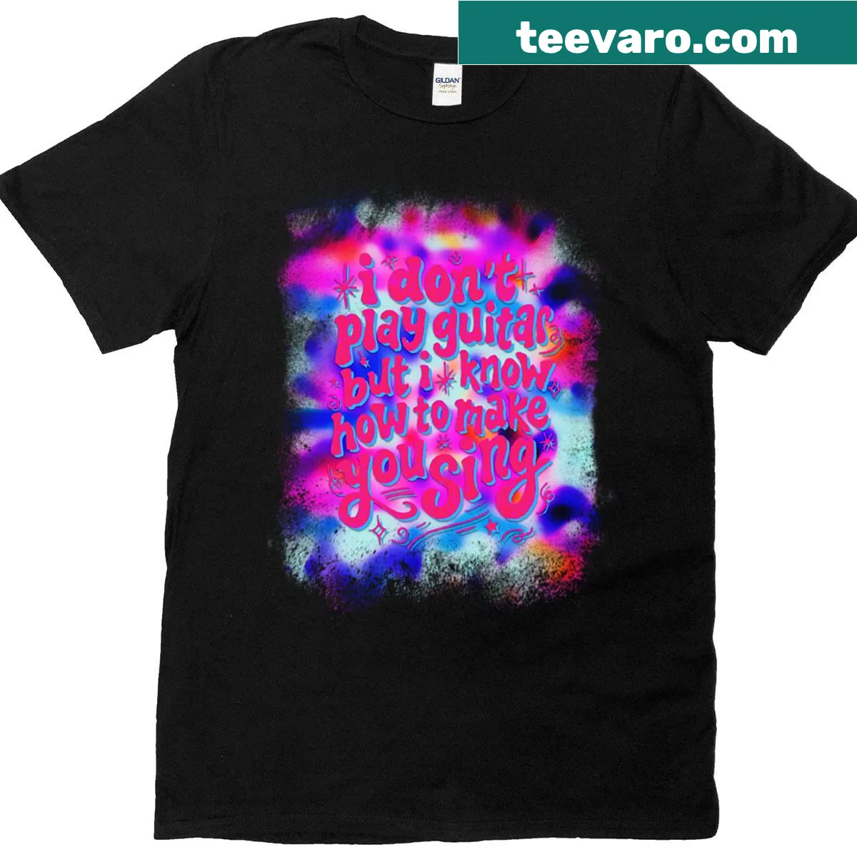 Blurred Sound I Invisible Strings text graphic T-shirt — on a men's t-shirt
