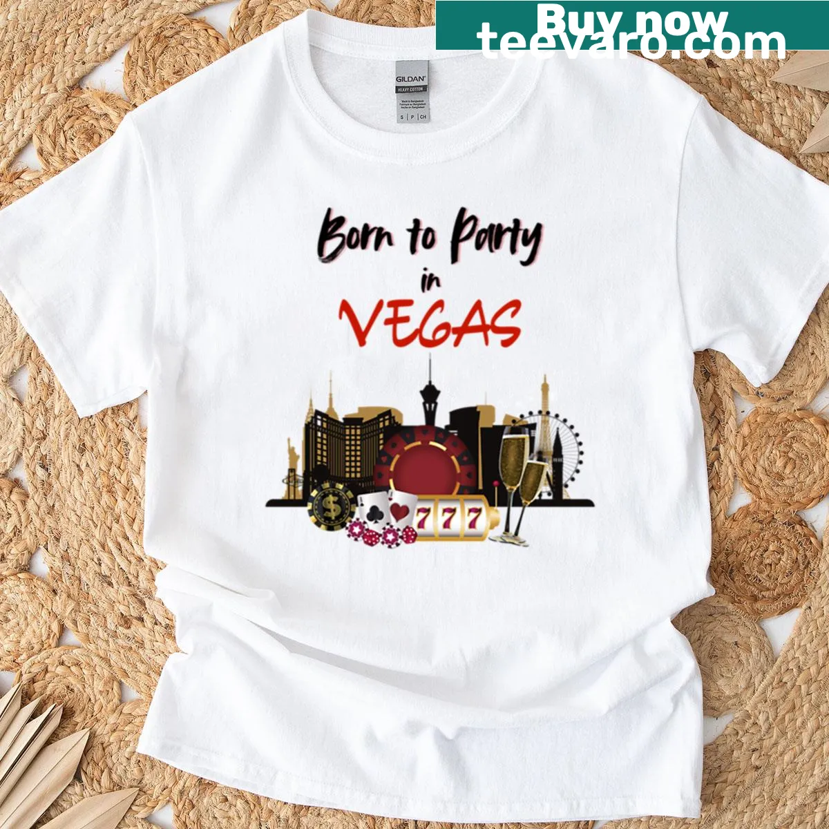 Funny Las Vegas trip design tee for girls weekend with playful text — on a men's t-shirt