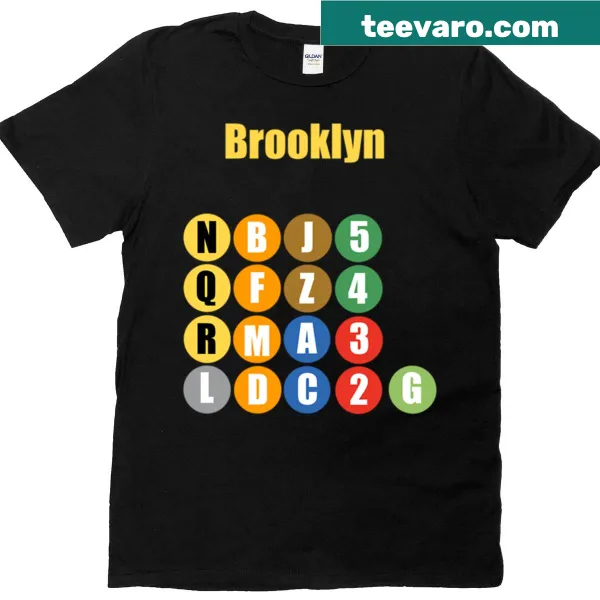 Illustrated T-shirt featuring Brooklyn NY train lines