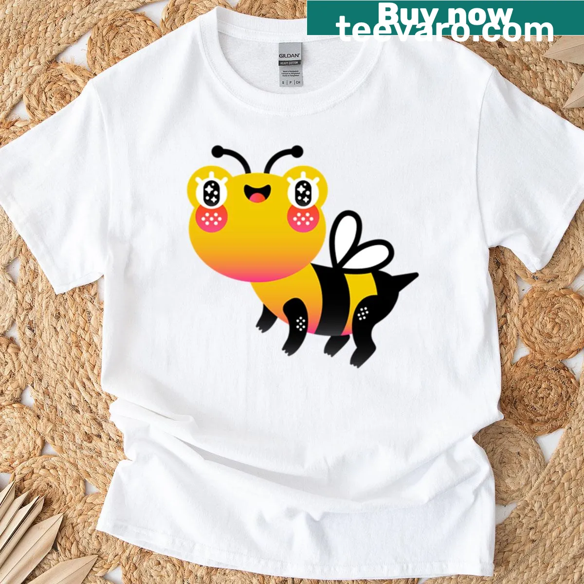 Cute bumblebee frog design on a playful t-shirt — on a men's t-shirt