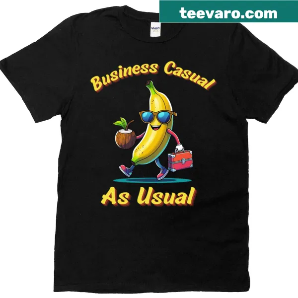 Funny Business Causal T-shirt featuring a cartoon banana graphic
