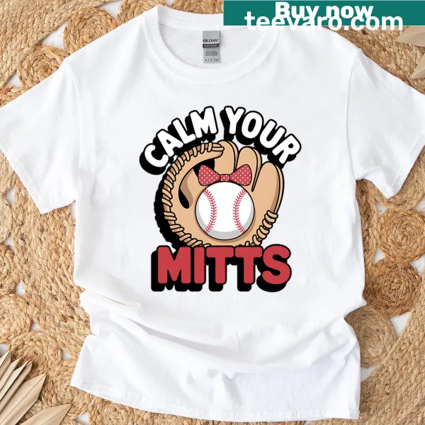 Illustrative baseball T-shirt with a cute bow and humorous text