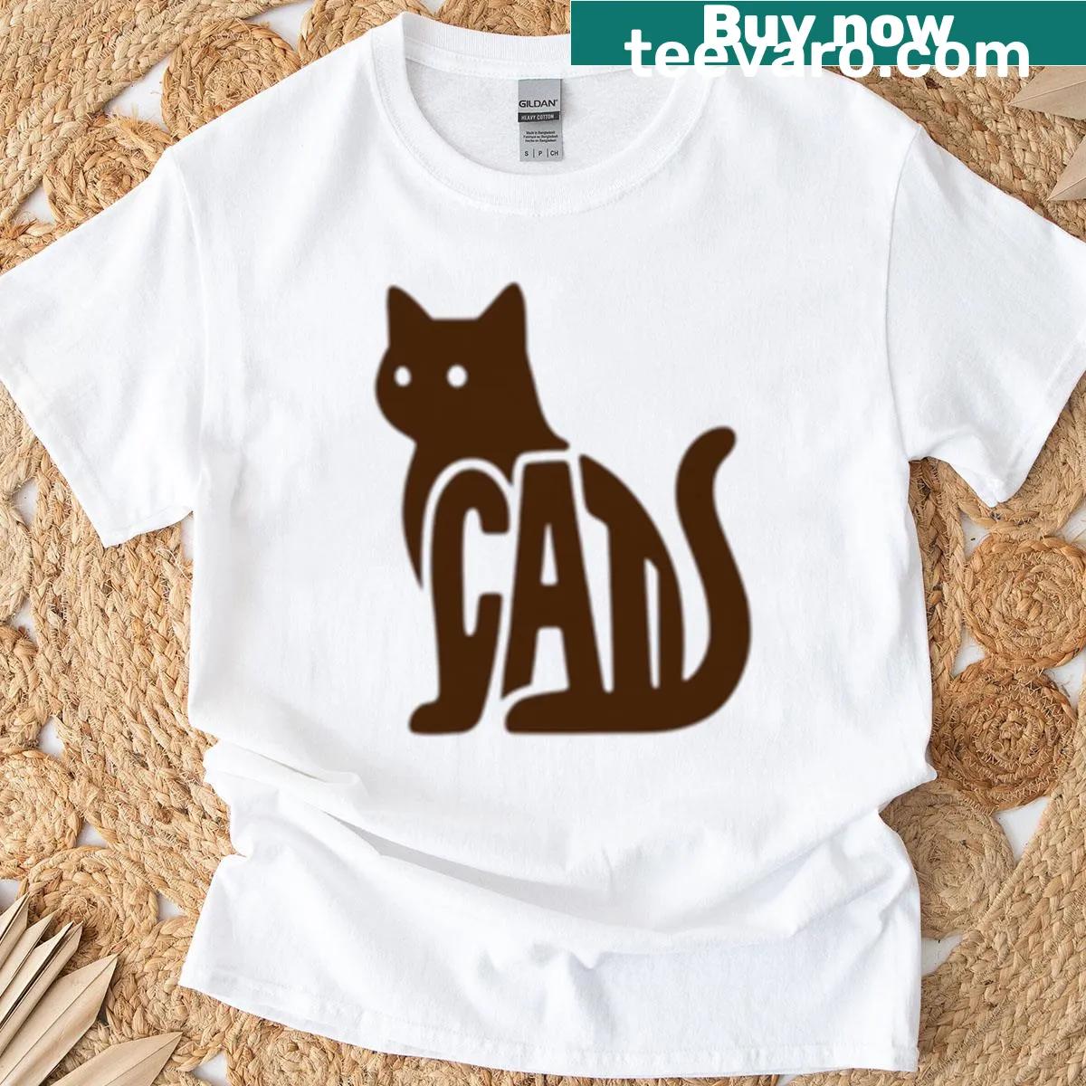 Cute cat-themed word art design on a T-shirt — on a men's t-shirt