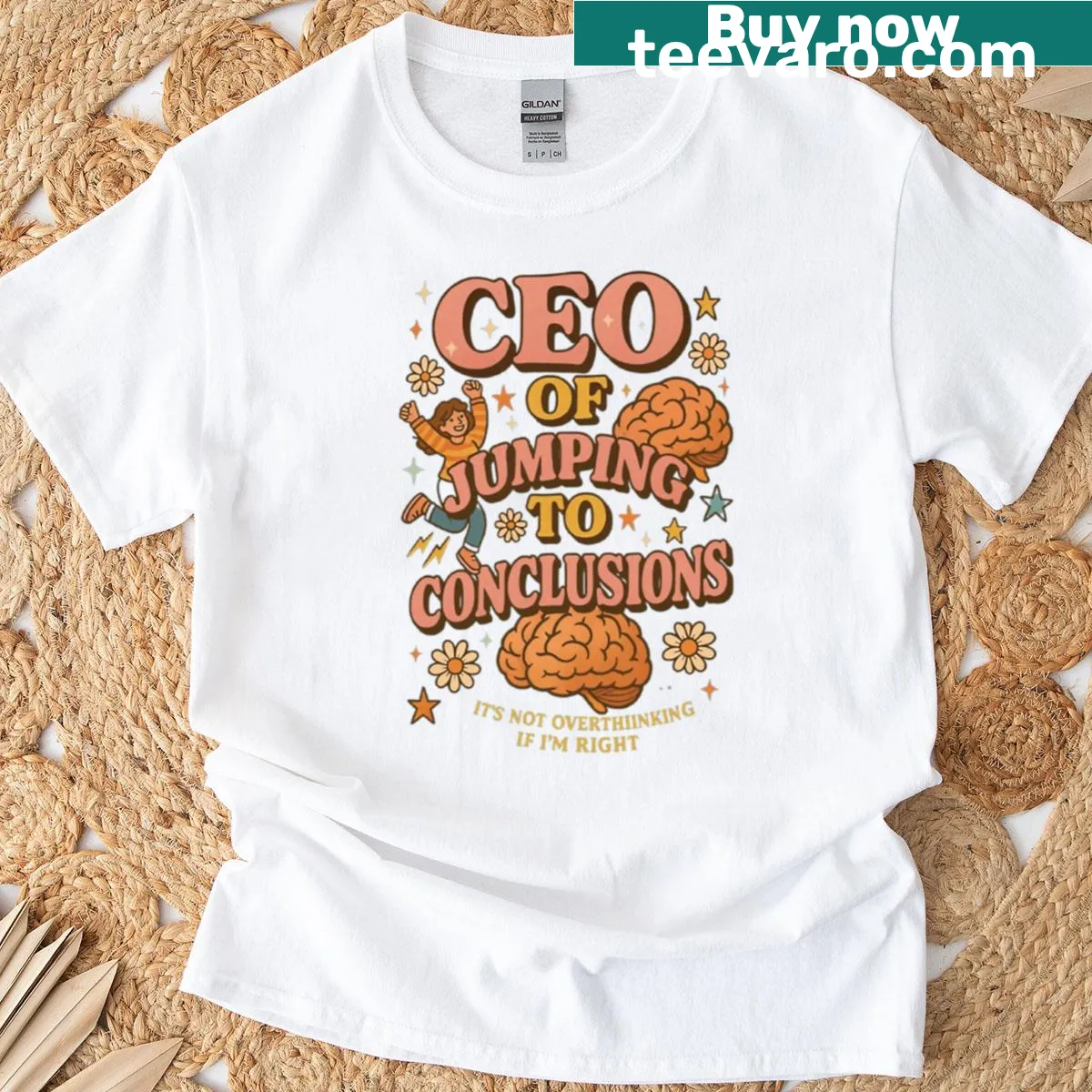 Edgy t-shirt with quote about jumping to conclusions — on a men's t-shirt