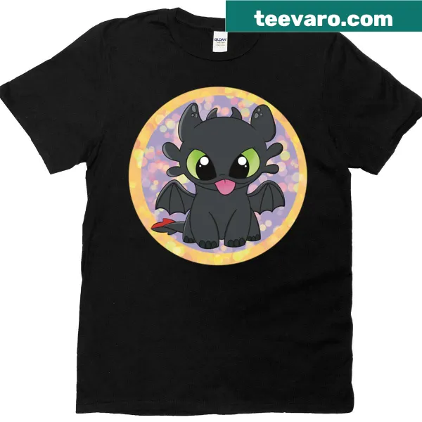 Cute chibi dragon Toothless from How to Train Your Dragon on a T-shirt