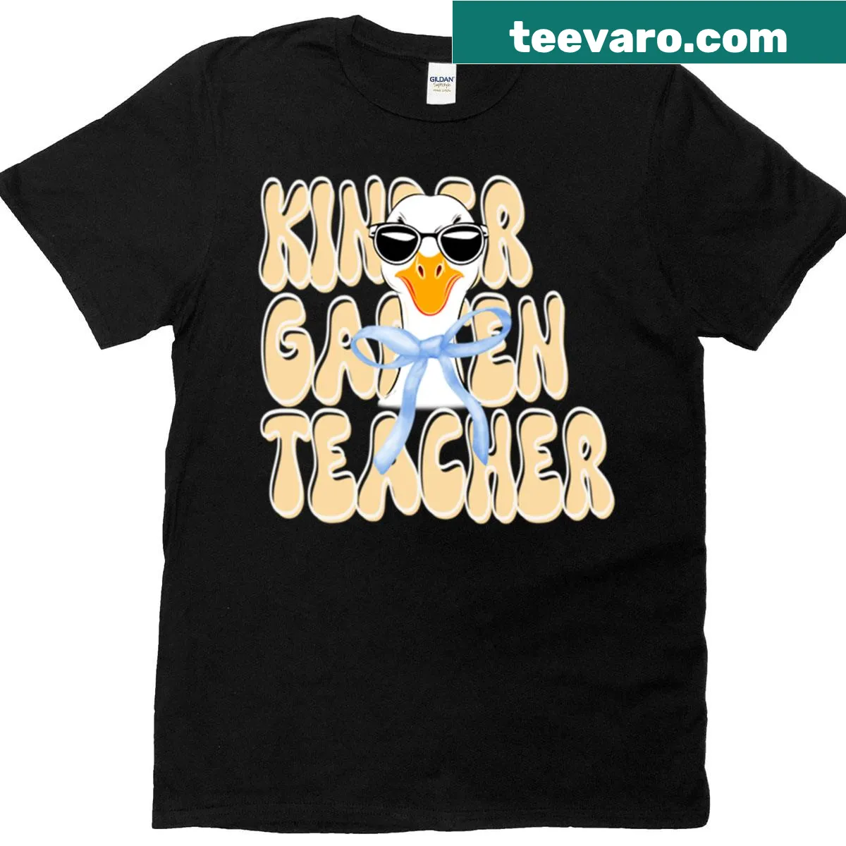 Illustration of a goose wearing glasses and a teacher’s hat on a T-shirt — on a men's t-shirt
