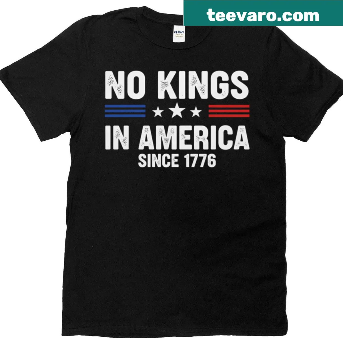Vintage-style Independence Day tee with 'No Kings' graphic — on a men's t-shirt