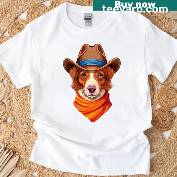 Cowboy dog logo T-shirt illustration