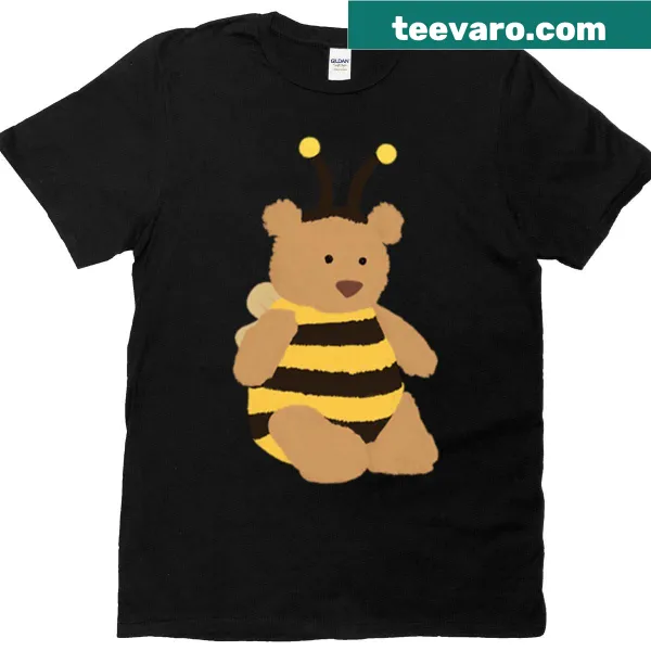 Cute illustration of a teddy bear dressed as a bumblebee on a T-shirt