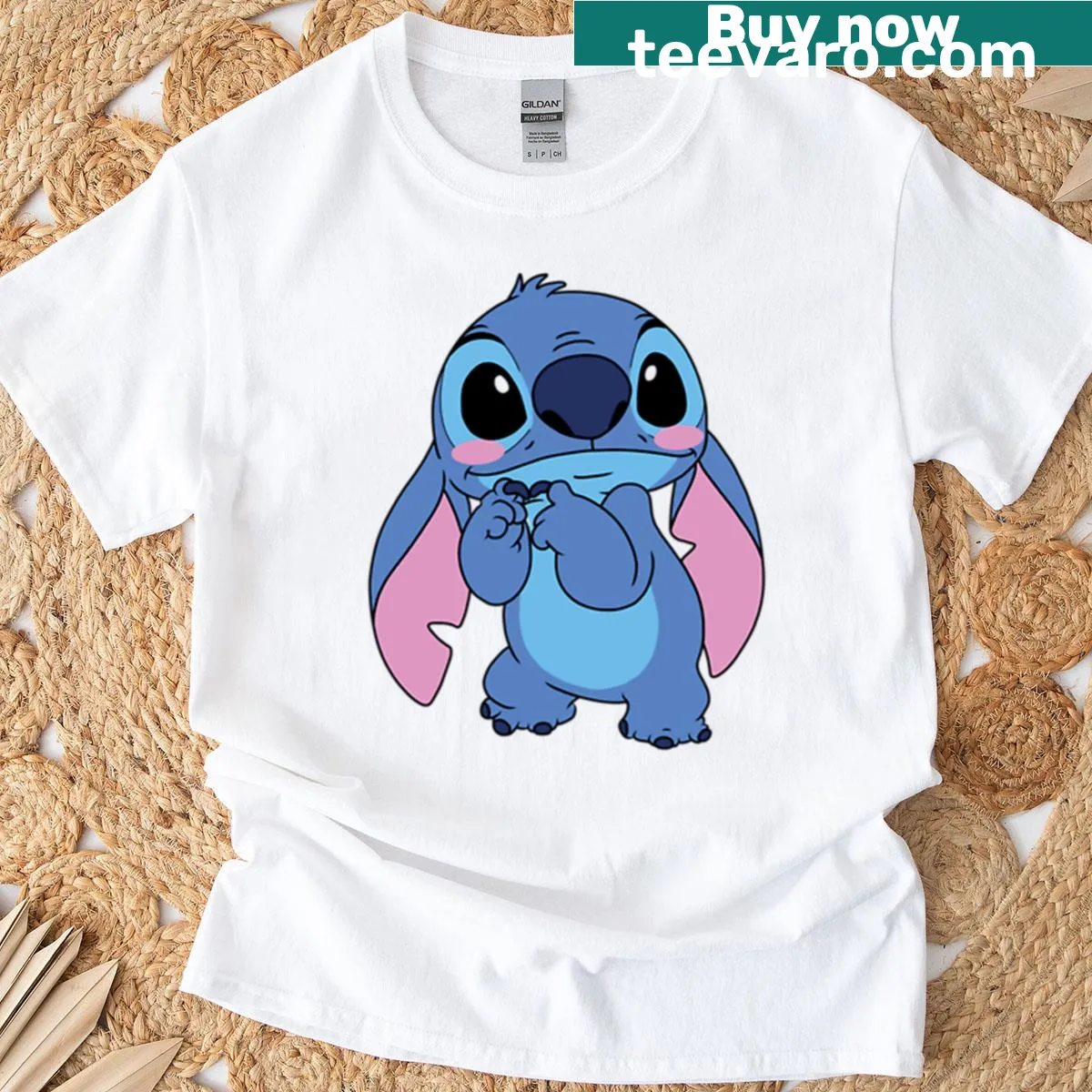 Cartoon graphic of Stitch from animation on a T-shirt — on a men's t-shirt